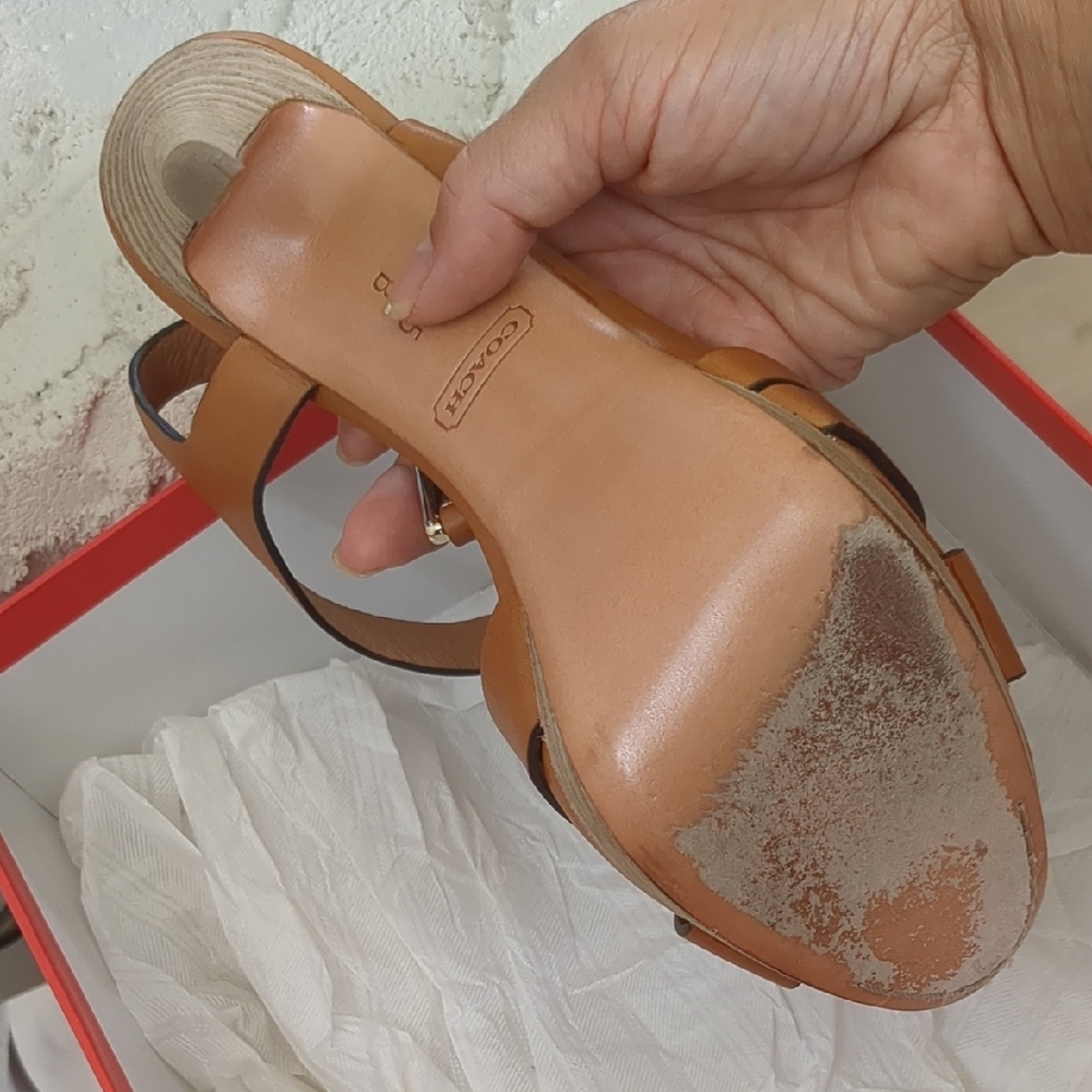 Coach Dani Ginger Leather Heels with Ankle Strap - Picture 9 of 9